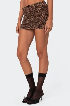 Edin Leopard Print Mesh Mini Skirt