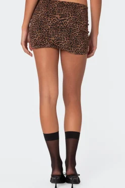 Edin Leopard Print Mesh Mini Skirt