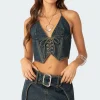 Elara Washed Denim Lace Up Corset
