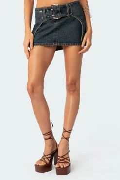 Elara Washed Denim Mini Skirt