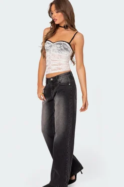 Eleanor Bra Detail Sheer Lace Top