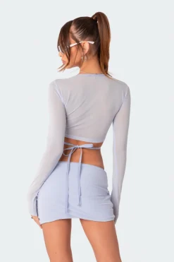 Eloise Low Rise Wrap Mesh Mini Skirt