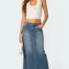 Elowyn Slitted Denim Maxi Skirt