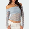 Elysia Fold Over Sheer Lace Top