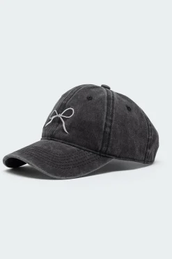 Embroidered Bow Washed Baseball Cap
