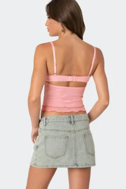 Embroidered Mesh Bra Top
