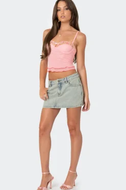 Embroidered Mesh Bra Top