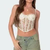 Embroidered Sheer Lace Corset