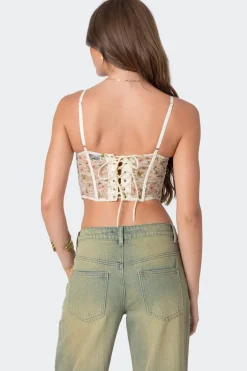 Embroidered Sheer Lace Corset