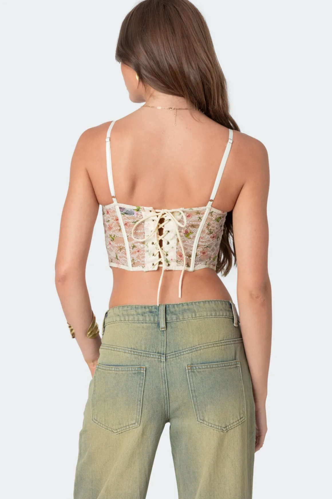 Embroidered Sheer Lace Corset