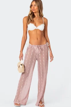 Embroidered Sheer Lace Pants