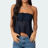 Embroidered Sheer Strapless Top