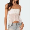 Embroidered Sheer Strapless Top