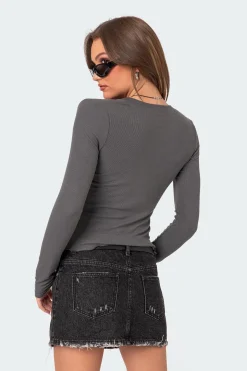 Emerson Button V Neck Top