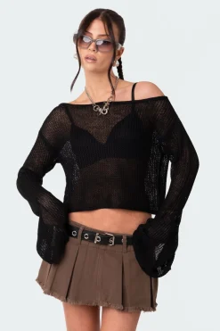 Emmie Off The Shoulder Sheer Knitted Top
