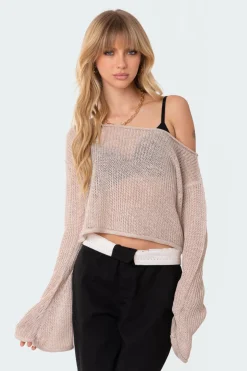 Emmie Off The Shoulder Sheer Knitted Top