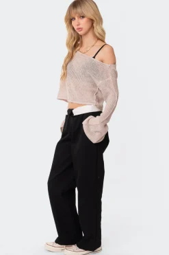 Emmie Off The Shoulder Sheer Knitted Top