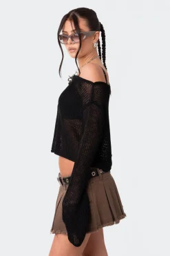 Emmie Off The Shoulder Sheer Knitted Top
