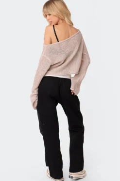 Emmie Off The Shoulder Sheer Knitted Top