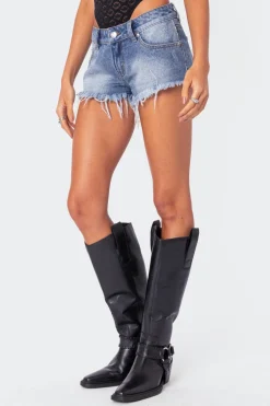 Erika Low Rise Frayed Denim Shorts