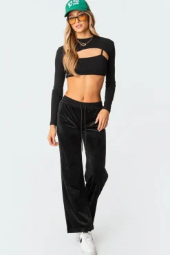 Erin Low-Rise Velour Sweatpants