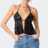 Estelle Open-Back Sequin Top