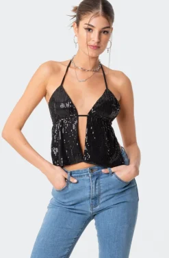 Estelle Open-Back Sequin Top