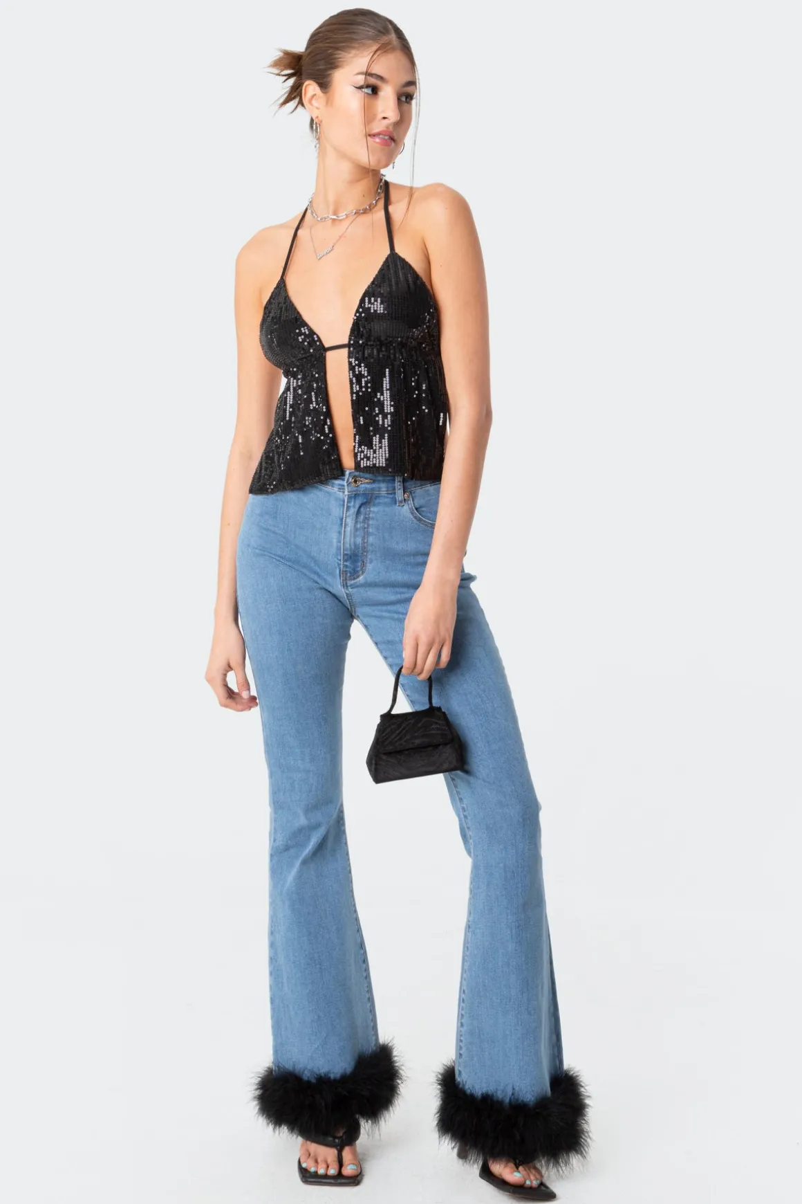 Estelle Open-Back Sequin Top