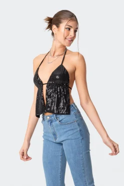Estelle Open-Back Sequin Top