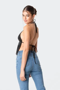 Estelle Open-Back Sequin Top