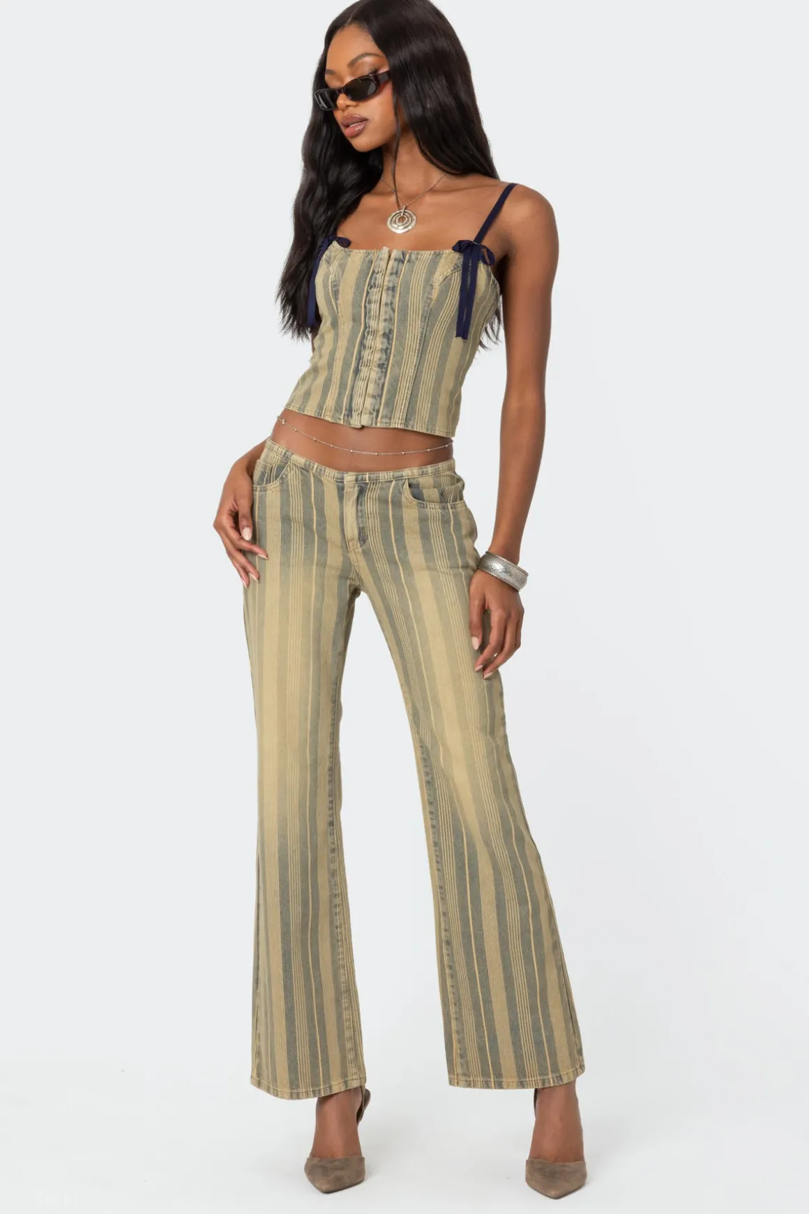 Eternity Pinstripe Flare Jeans