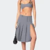 Ethel Side Slit Pleated Midi Skirt