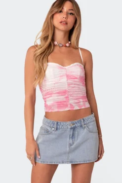 Evelyn Printed Mesh Bra Top