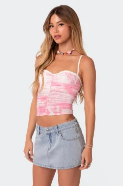 Evelyn Printed Mesh Bra Top