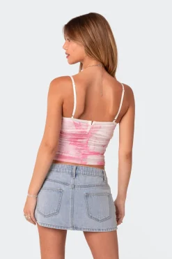 Evelyn Printed Mesh Bra Top