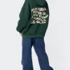 Everything'S Ok Zip Up Oversized Hoodie
