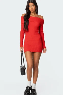 Evi Fold Over Knit Mini Dress