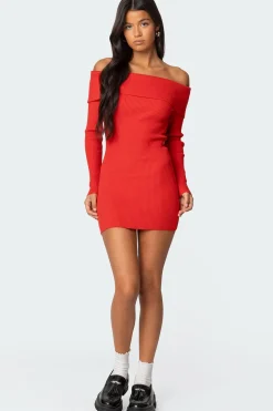 Evi Fold Over Knit Mini Dress