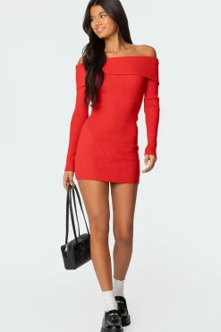 Evi Fold Over Knit Mini Dress