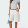 Eyelet Cargo Bermuda Shorts