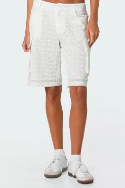 Eyelet Cargo Bermuda Shorts