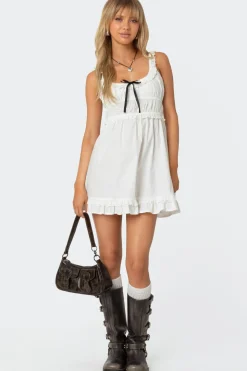 Eyelet Frill Mini Dress