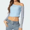 Fabia Asymmetric Textured Lace Top