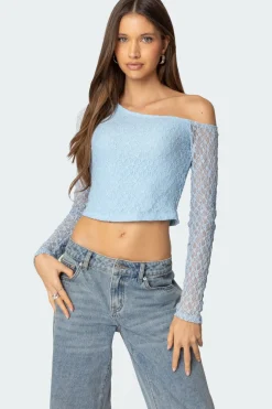 Fabia Asymmetric Textured Lace Top