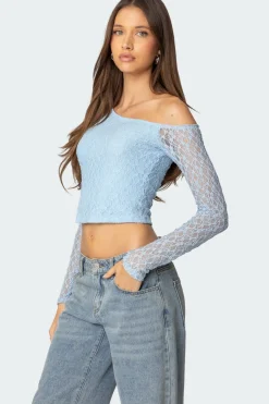 Fabia Asymmetric Textured Lace Top