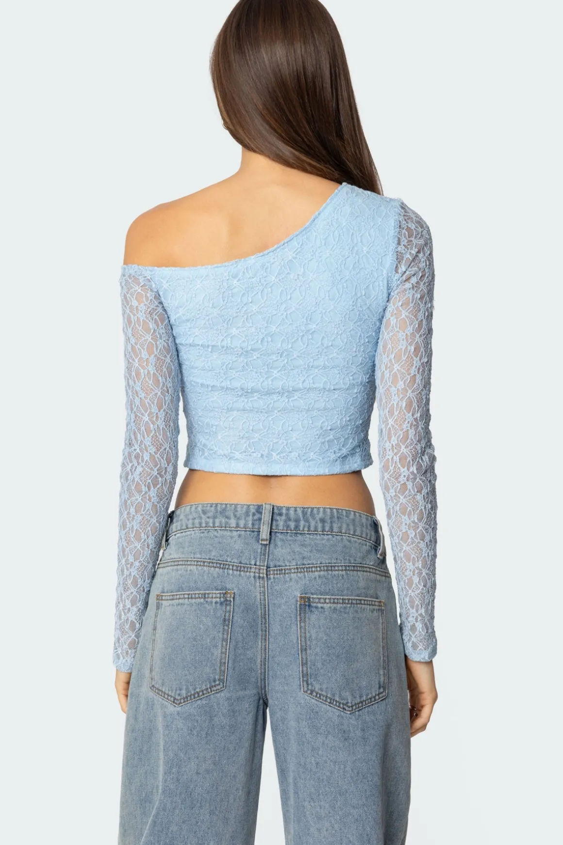 Fabia Asymmetric Textured Lace Top