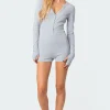 Fantasy Button Up Ribbed Romper