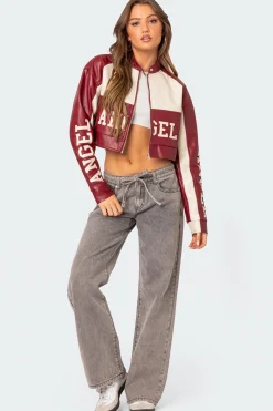 Farah Cropped Faux Leather Jacket