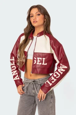 Farah Cropped Faux Leather Jacket