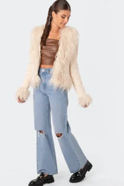Faux Fur Trim Coat